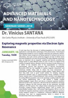Advanced Materials and Nanotechnology Seminar Series 2018: Dr. Vinicius SANTANA