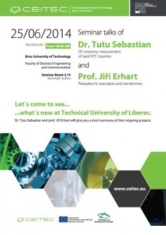 Seminar talks of dr. Tutu Sebastian and prof. Jiří Erhart