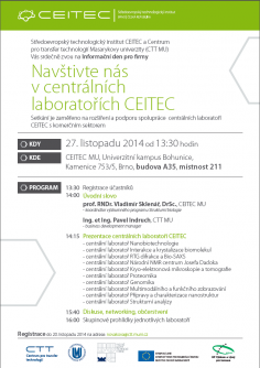 Navštivte nás v centrálních laboratořích CEITEC