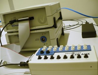 MR compatible polygraphic system supports a variety of electrophysiological measurements (ECG, respiration, skin resistance, EMG, etc.)