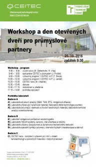 Workshop a den otevřených dveří CEITEC VUT pro průmyslové partnery